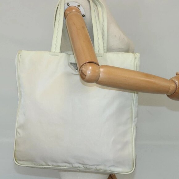 PRADA Tote Bag Nylon White Silver Auth 99539 - Picture 3 of 16